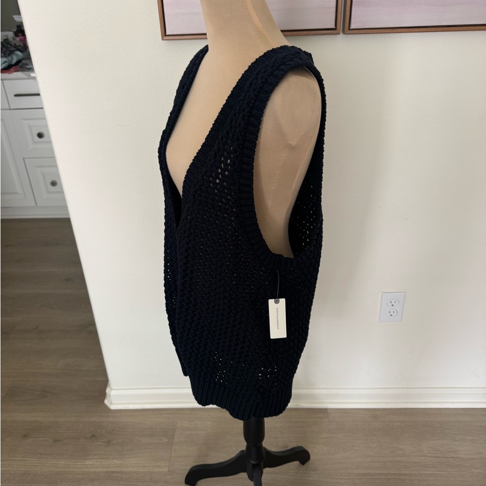 Anthropologie Deep Blue V-Neck Sweater Vest Size Large - Picture 3 of 13